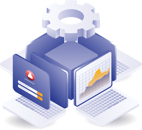 Actualizaciones de tecnología avanzada de análisis informático  Ilustración