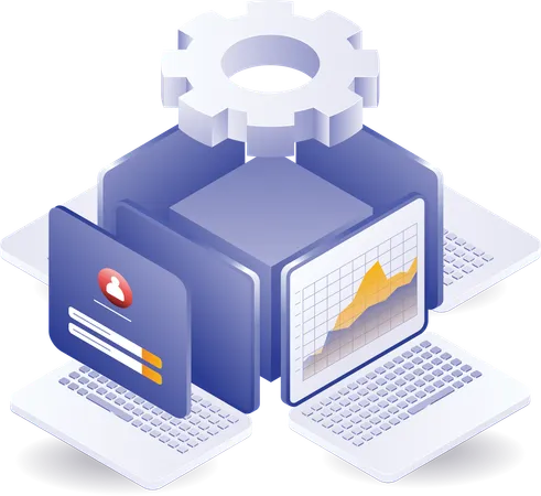 Actualizaciones de tecnología avanzada de análisis informático  Ilustración