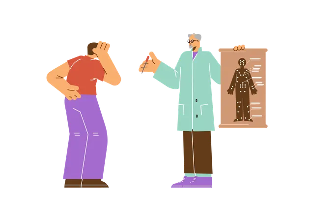 Acupuncture doctor explaining Acupuncture report to patient  Illustration
