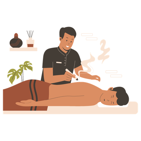 Acupuncture moxibustion therapist  Illustration