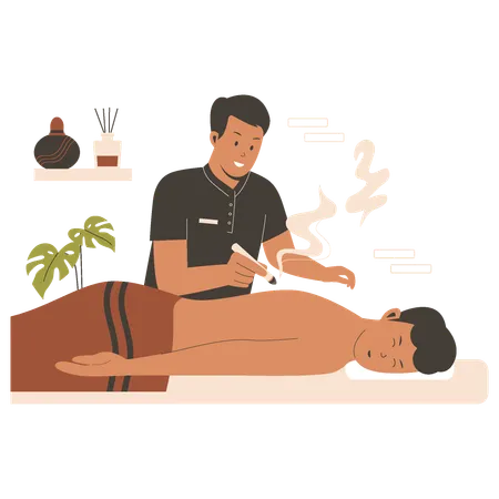 Acupuncture Moxibustion Therapist Vector Concept Alternative Medicine Concept Flat Illustration Concept Illustration