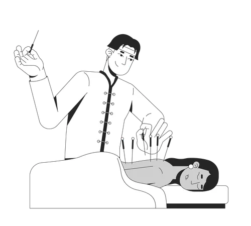Acupuncture therapy for holistic healing  Illustration