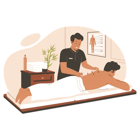 Acupuncture Treatment Concept Alternative Medicine Concept Flat Illustration Concept Illustration