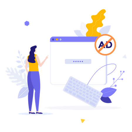 Ad blocking browser extension  Illustration