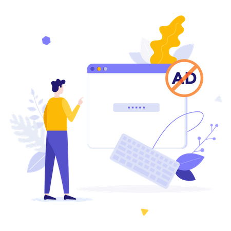 Ad blocking browser extension  Illustration