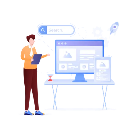Monitor And Mobile With Same Interface Flat Illustration Of Adaptive Design Illustration