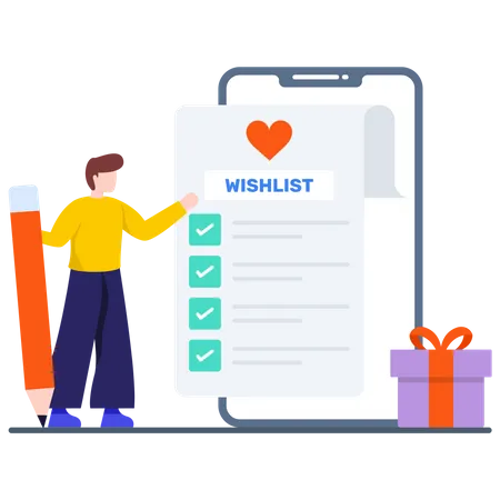 Add Favorite Items into Wishlist  Illustration