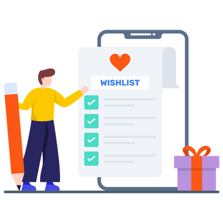 Add Favorite Items into Wishlist  Illustration