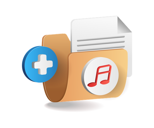 Add music playlist in storage folder  Illustration