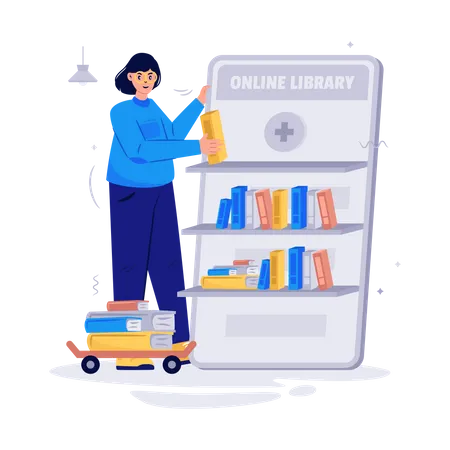 Adding digital book in library  イラスト