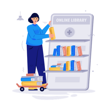 Adding digital book in library  Illustration