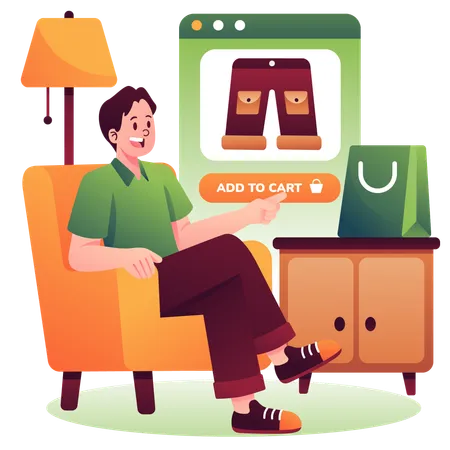 An Illustration Of Adding Product To Shopping Cart Illustration