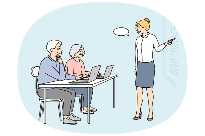 Additional education for elderly people  Illustration