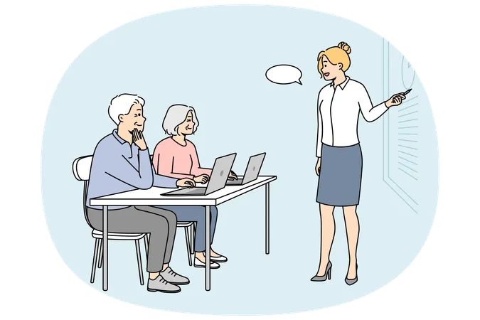 Additional education for elderly people  Illustration