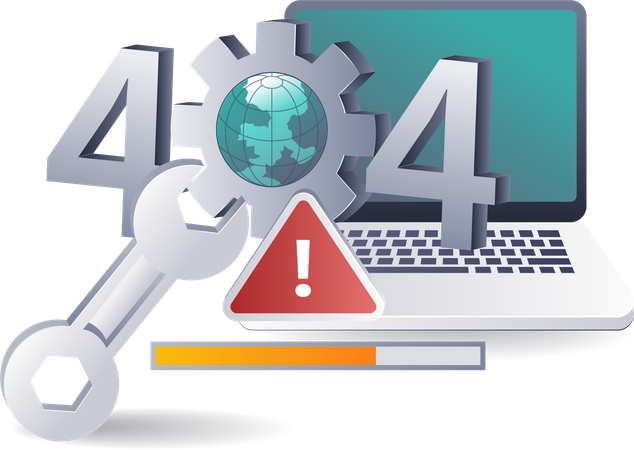 テクノロジーシステムコンピュータの404エラーへの対処  イラスト