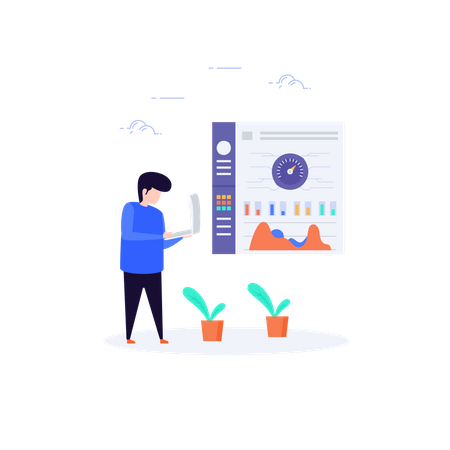 Admin manage online dashboard with laptop  Illustration