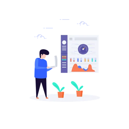 Admin manage online dashboard with laptop  Illustration