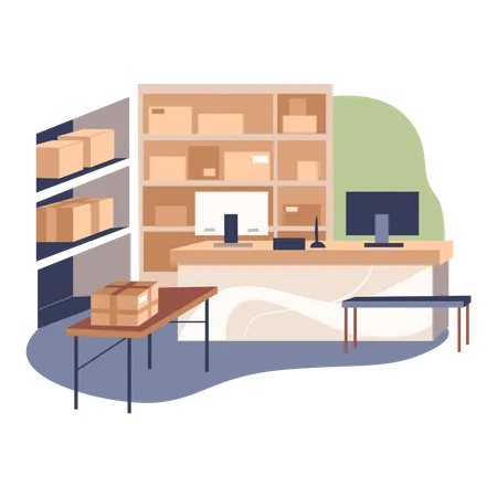 Administrative office at warehouse  Illustration