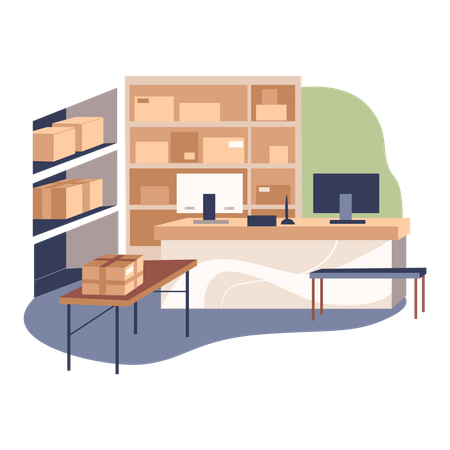 Administrative office at warehouse  Illustration