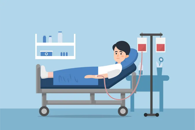 Admitted patient boy to hospital  Illustration