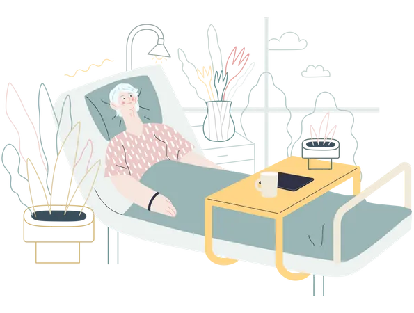 Admitted Patient in hospital Illustration