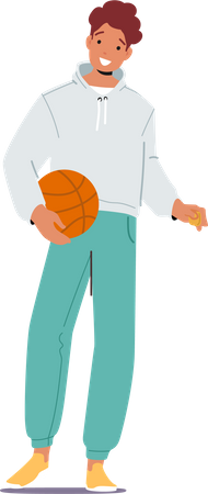 Adolescent avec ballon de basket  Illustration