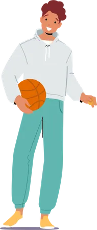 Adolescent avec ballon de basket  Illustration