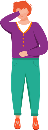Adolescent déprimé avec des douleurs au ventre  Illustration