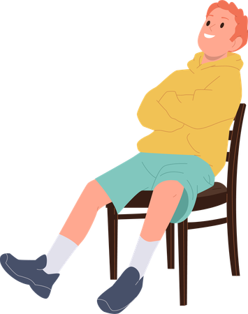 Adolescent assis sur une chaise lors d'une séance de thérapie sur rendez-vous avec un psychologue  Illustration