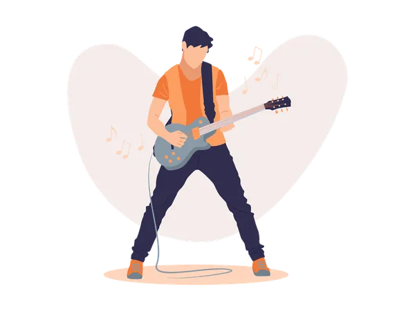 Rockstar jouant de la guitare électrique  Illustration