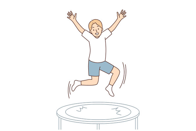 Un adolescent saute sur un trampoline  Illustration