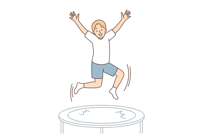 Un adolescent saute sur un trampoline  Illustration