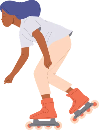 Adolescente andando rápido e curtindo uma patinação extremamente rápida  Ilustração