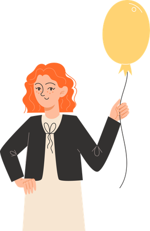 Adolescente rousse tenant un ballon  Illustration