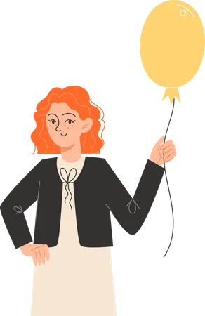 Adolescente rousse tenant un ballon  Illustration