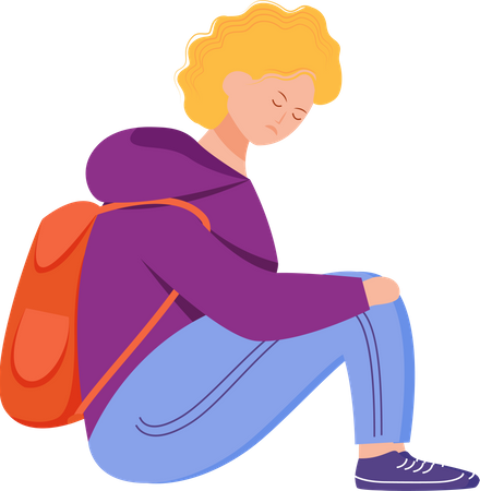 Adolescente blonde aux prises avec la dépression Illustration