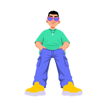 Adolescente genial con gafas de sol  Ilustración