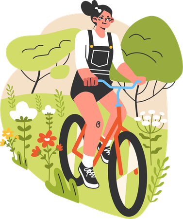 Adolescente montando en bicicleta  Ilustración