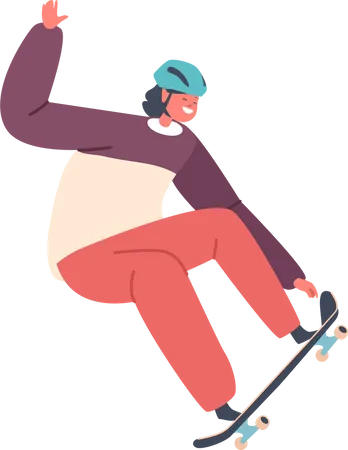 Muchacho adolescente, patineta  Ilustración
