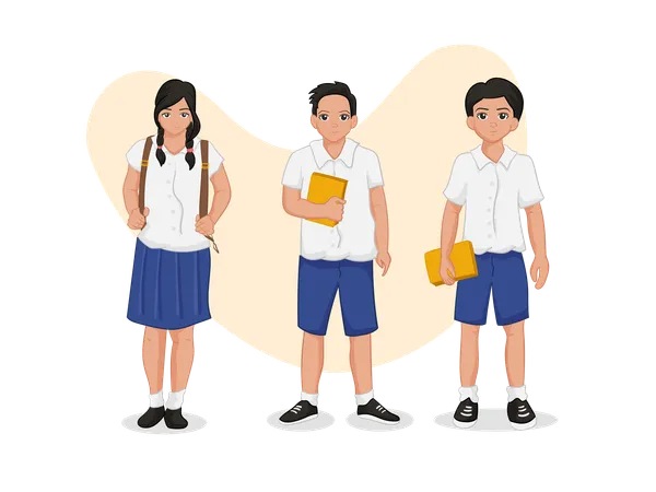Adolescentes com uniforme  Ilustração
