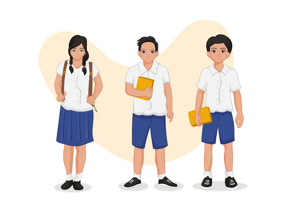 Adolescentes con uniforme  Ilustración