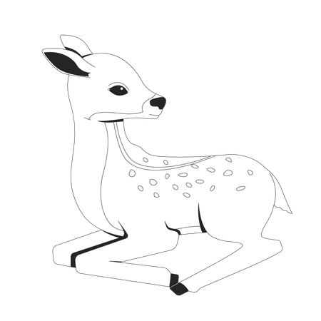 Adorable baby deer sitting  Illustration