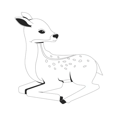 Adorable baby deer sitting  Illustration