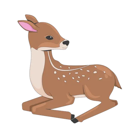 Adorable baby deer sitting  Illustration