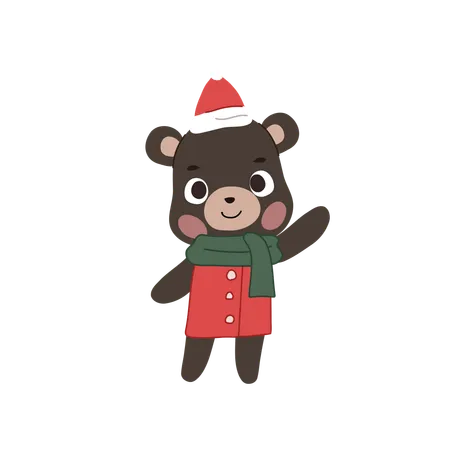 Adorable bear dressed in a cozy Christmas themed winter outfit  Illustration