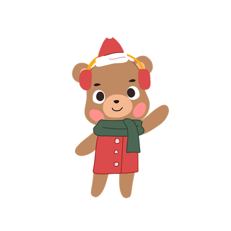 Adorable bear dressed in a cozy Christmas themed winter outfit  Illustration