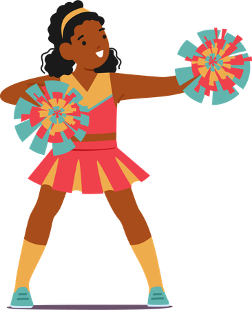 Adorable Black Cheerleader With Sparkling Eyes And Vibrant Smile  Illustration