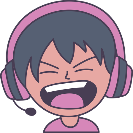 Adorable Boy Gamer Anime Character Wearing Headset Shouting with Angry Expression  Illustration