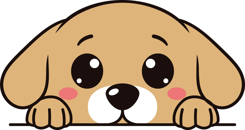 Adorable Brown Dog Puppy Animal Cartoon Character Peeking Hiding  Illustration