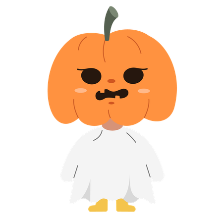 Adorable fantasma de calabaza  Ilustración